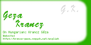 geza krancz business card