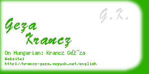 geza krancz business card